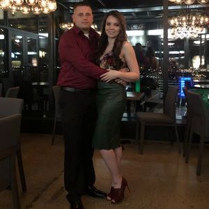 Green Express Leather Pencil Skirt